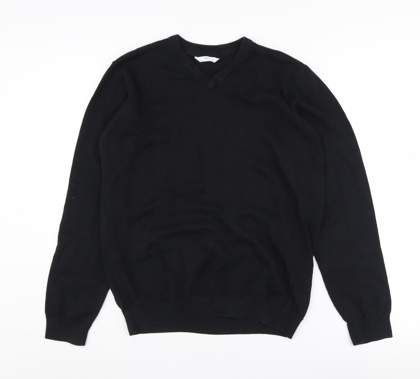 Marks and Spencer Boys Black V-Neck Pullover Jumper 15-16 Years