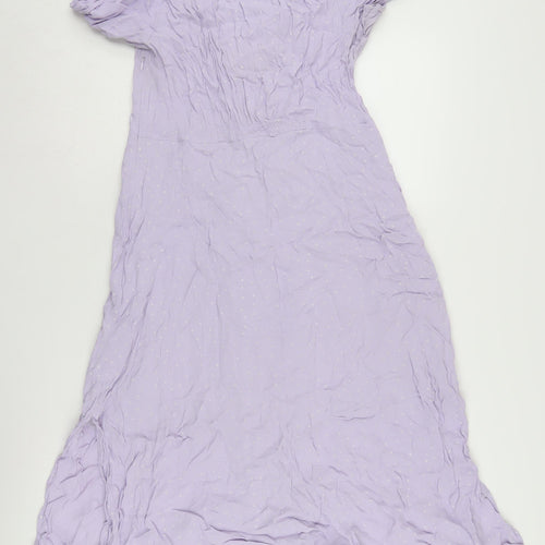 Monsoon Women's Purple Polka Dot Midi Shirt Dress Size 14