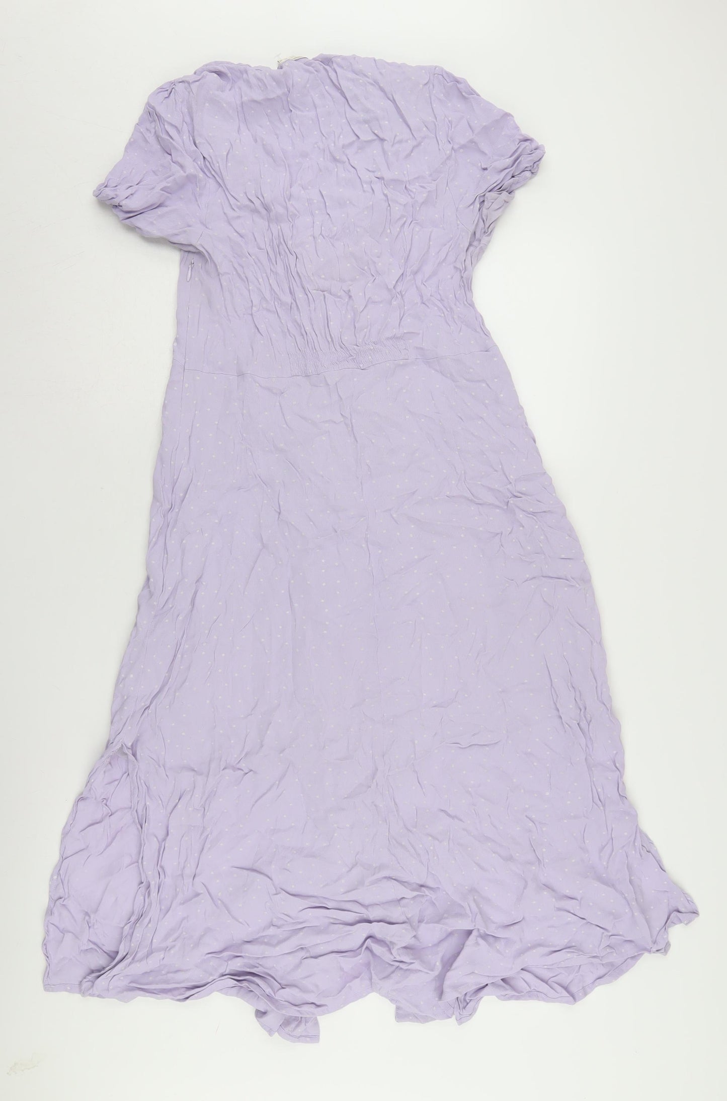 Monsoon Women's Purple Polka Dot Midi Shirt Dress Size 14