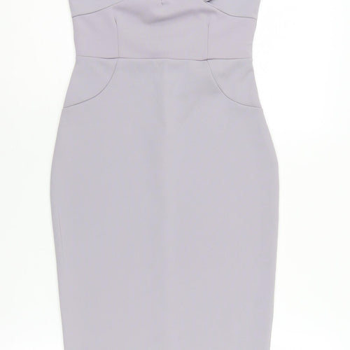 Missguided Women Off Shoulder Grey Pencil Dress UK 8