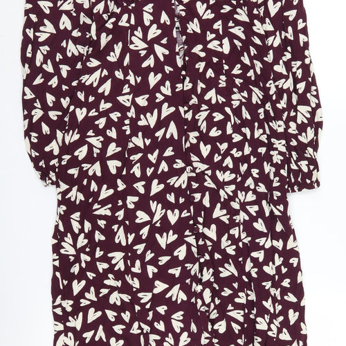 New Look Women's Purple 10 Button Shift Dress