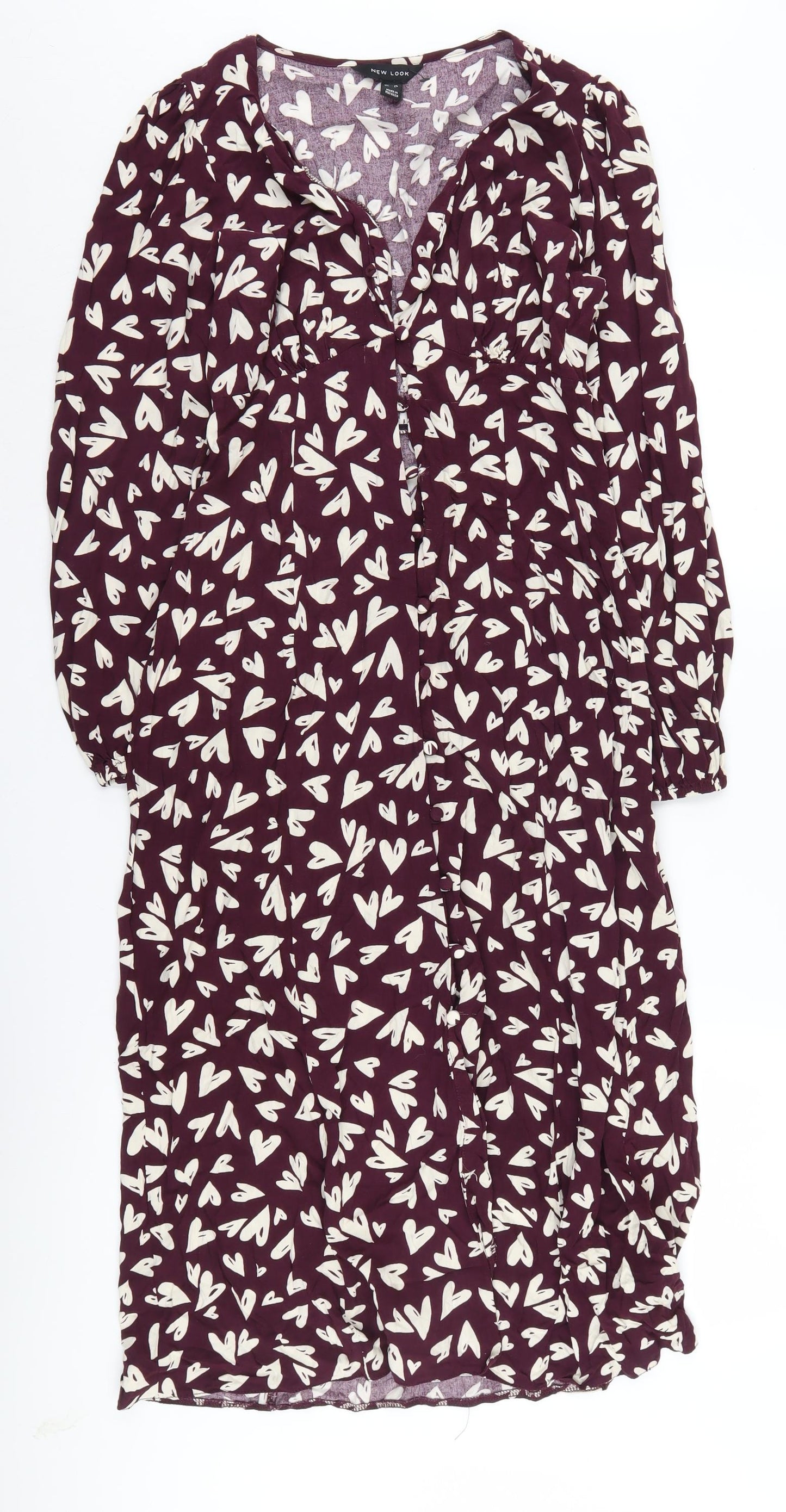 New Look Women's Purple 10 Button Shift Dress