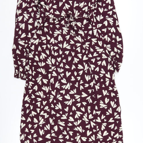 New Look Women's Purple 10 Button Shift Dress