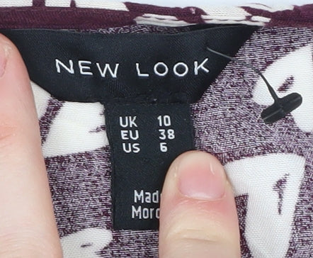 New Look Women's Purple 10 Button Shift Dress