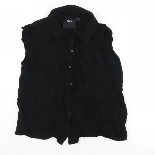 ASOS Women's Black Sleeveless Button-Up Top, Size 10