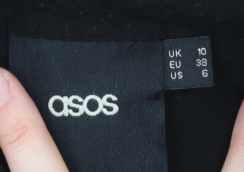 ASOS Women's Black Sleeveless Button-Up Top, Size 10