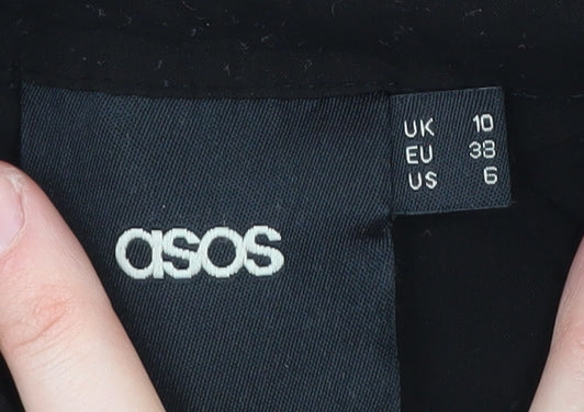 ASOS Women's Black Sleeveless Button-Up Top, Size 10