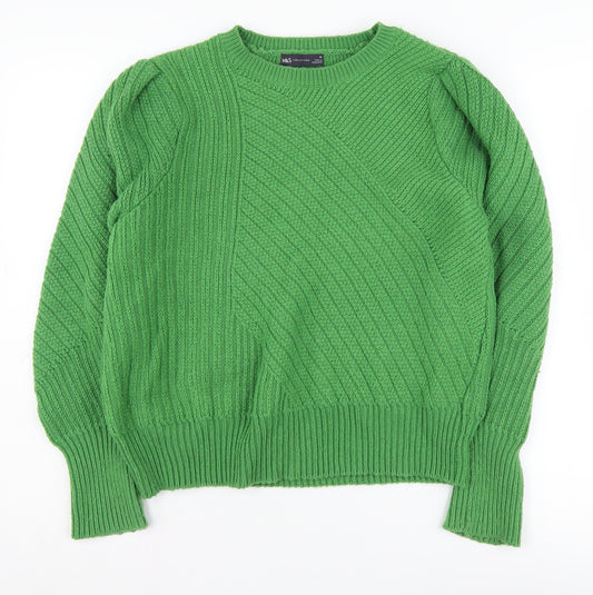 Marks and Spencer Women's Green Chunky Knit Jumper Size 16