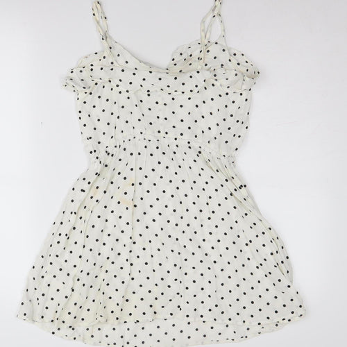 H&M Women's White Polka Dot Slip Dress Size 8