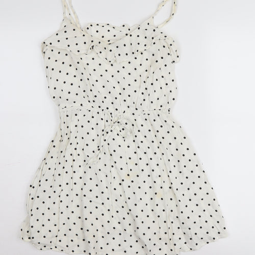 H&M Women's White Polka Dot Slip Dress Size 8