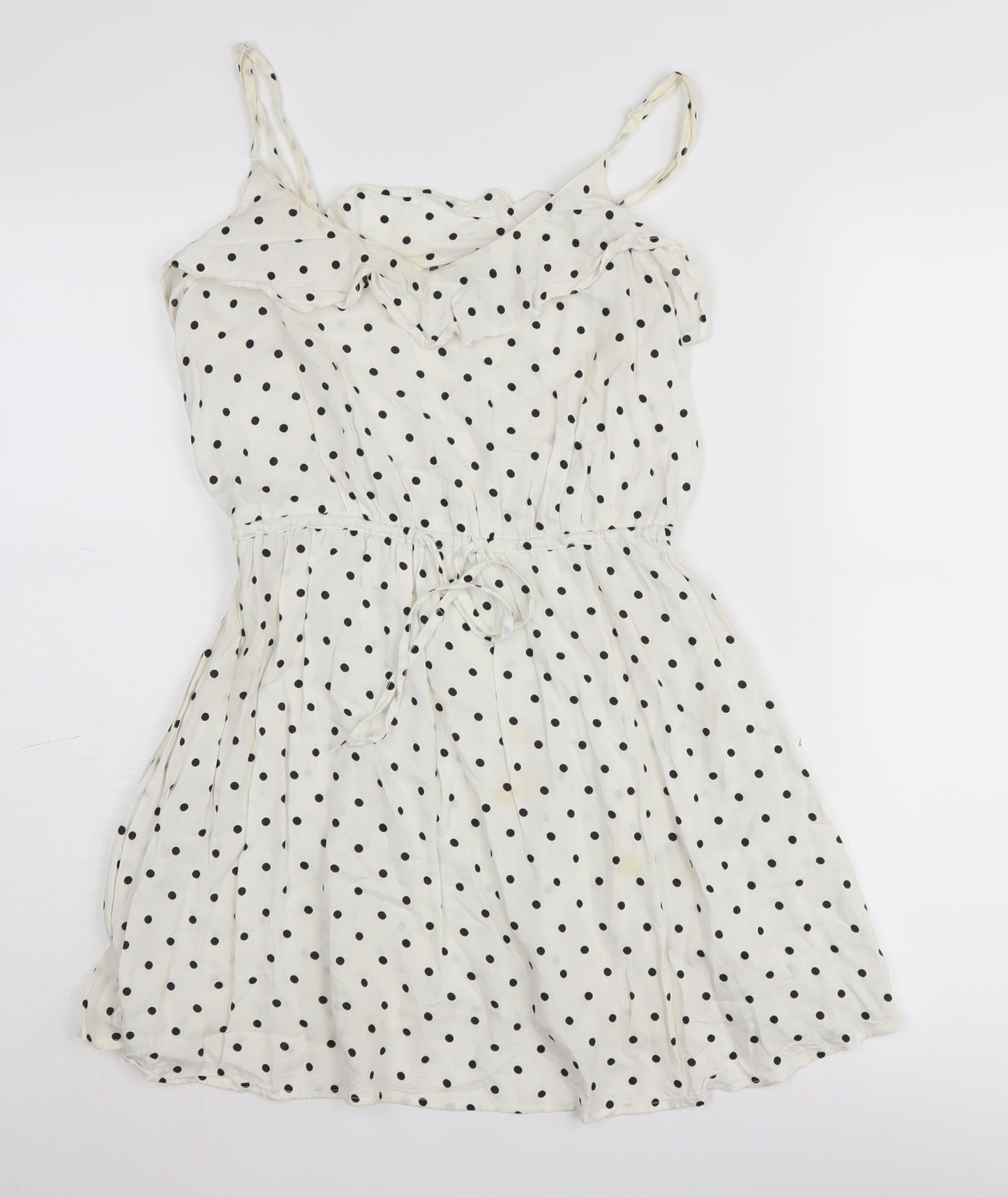 H&M Women's White Polka Dot Slip Dress Size 8