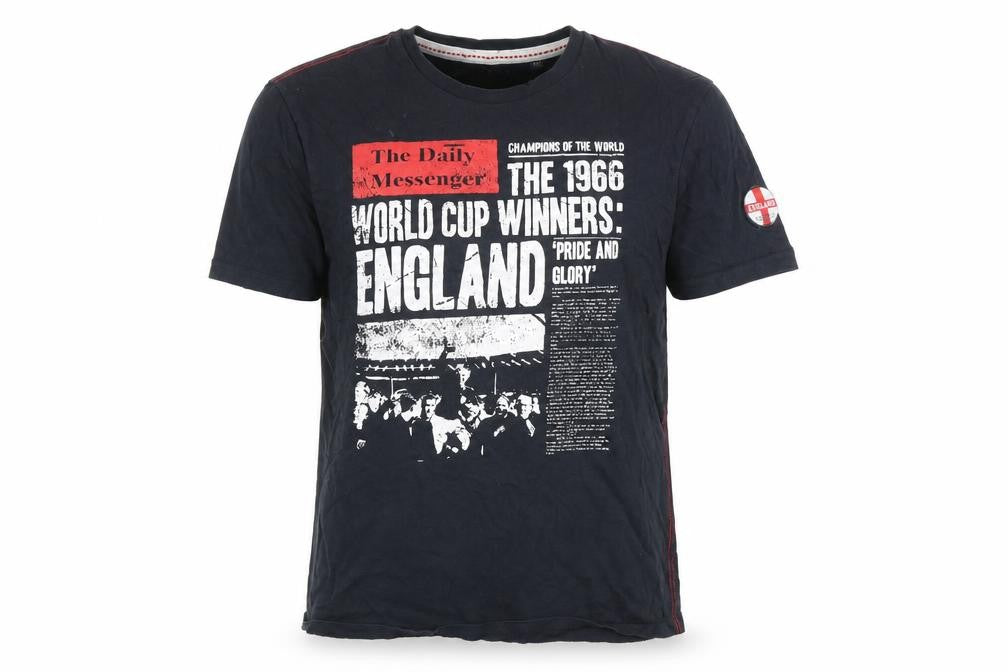 Front view of England 66 Men's Black Sports Graphic T-Shirt Medium