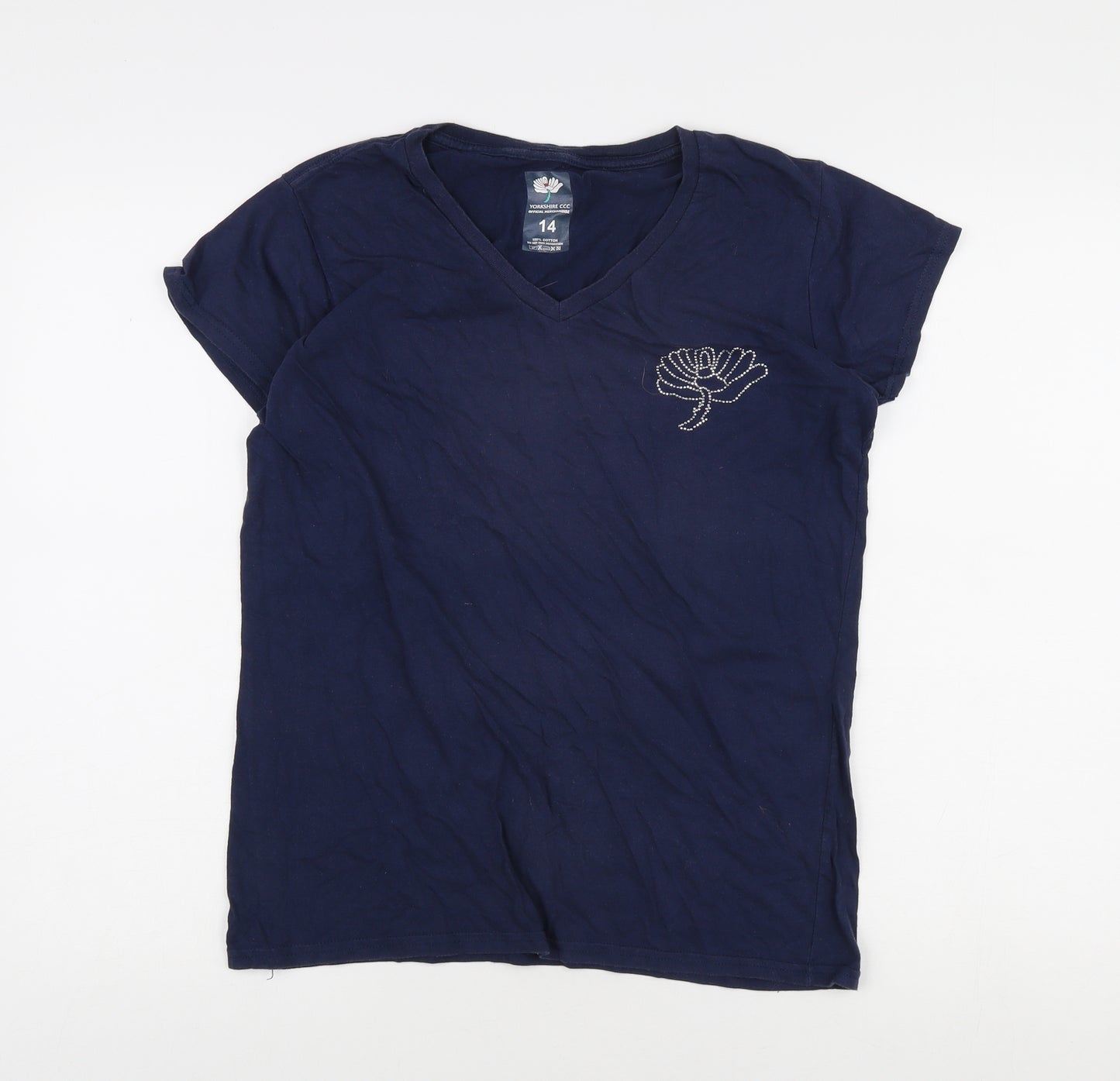 Yorkshire CCC Women's Blue V-Neck T-Shirt