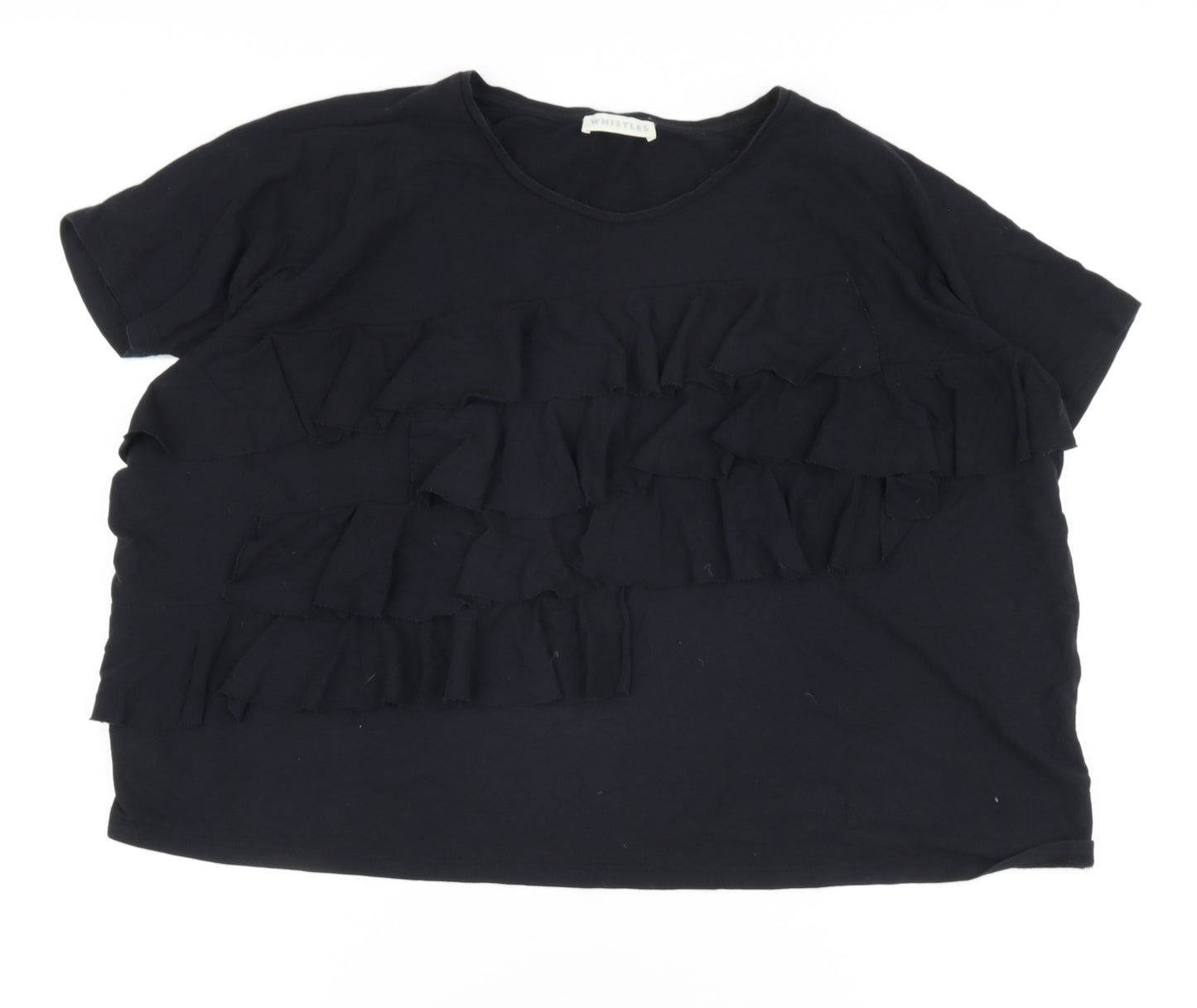 Whistles Women's Black Ruffle T-Shirt L