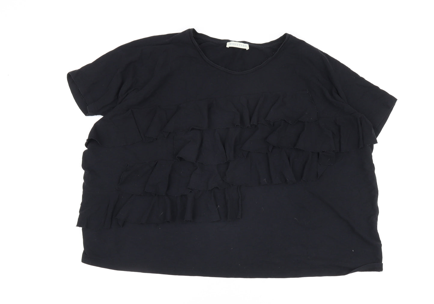 Whistles Women's Black Ruffle T-Shirt L