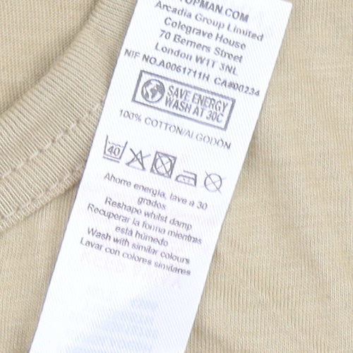 Topman Men's Beige Crew Neck S T-Shirt