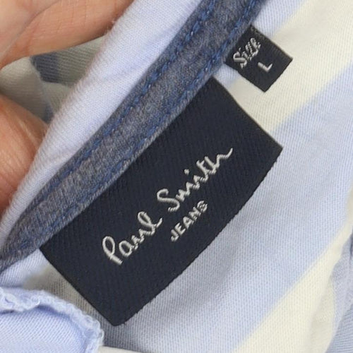 Paul Smith Men's Blue Striped Cotton T-Shirt L
