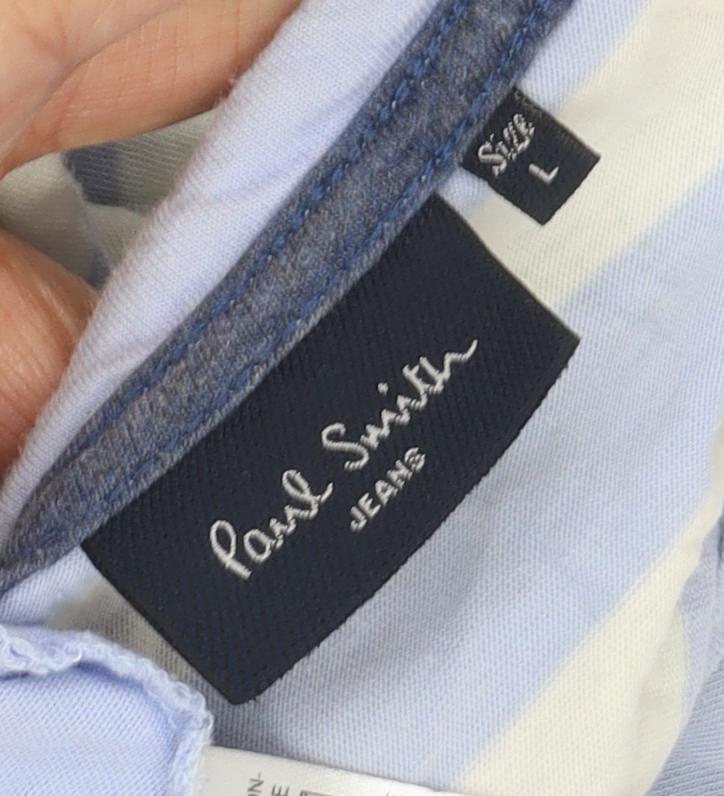 Paul Smith Men's Blue Striped Cotton T-Shirt L