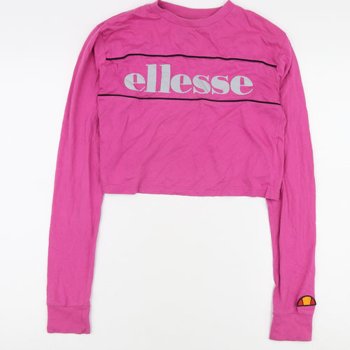 Ellesse Women's Pink Cropped Long Sleeve T-Shirt Size 4