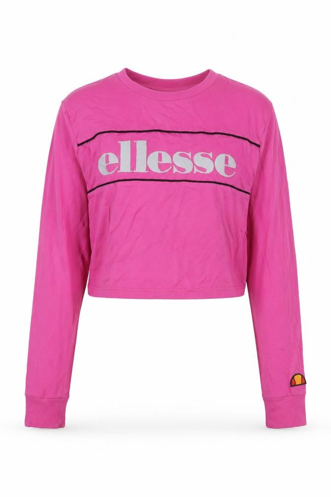 Ellesse Women's Pink Cropped Long Sleeve T-Shirt Size 4