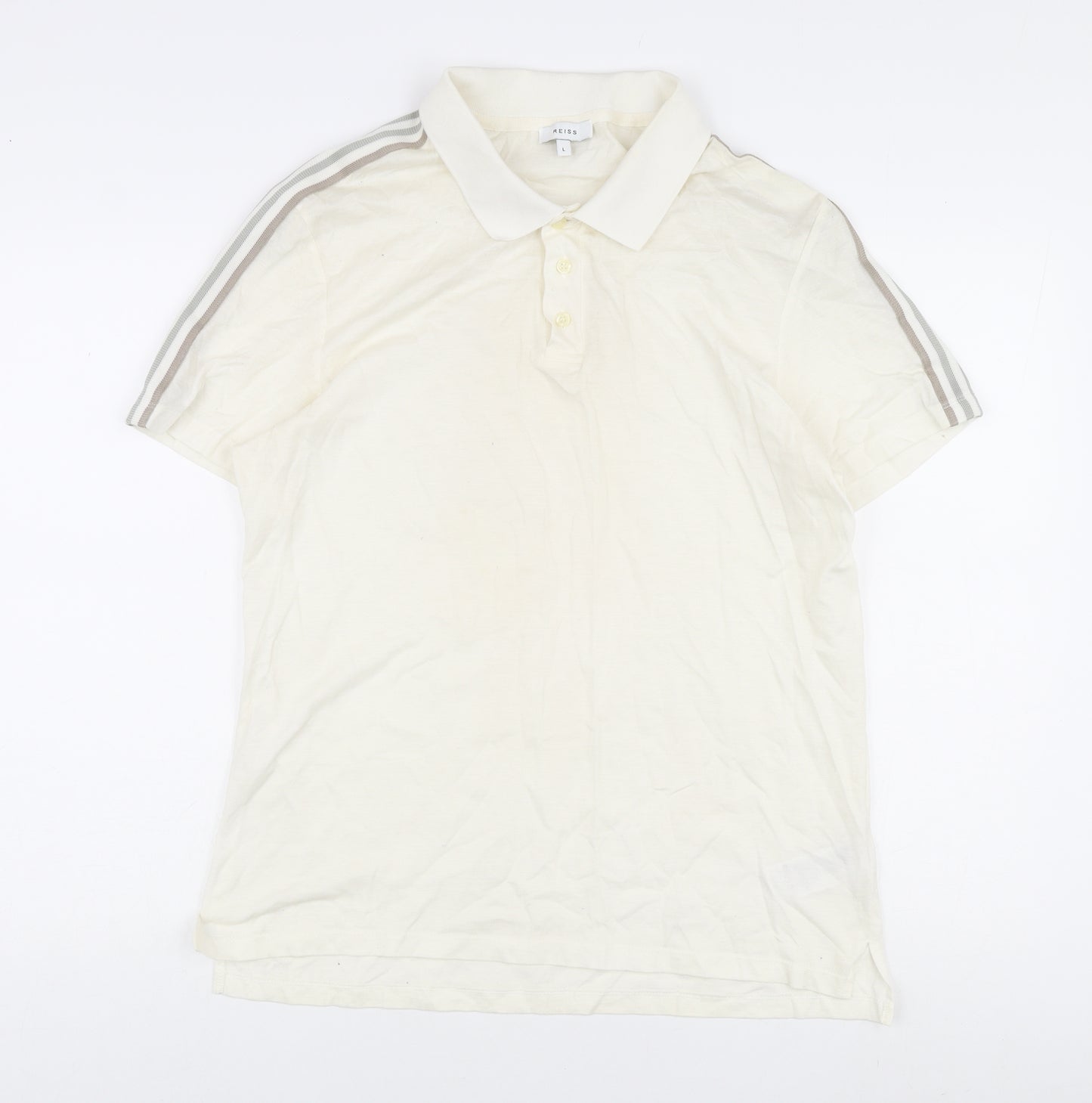 Reiss Men's White Polo Shirt L Short Sleeve