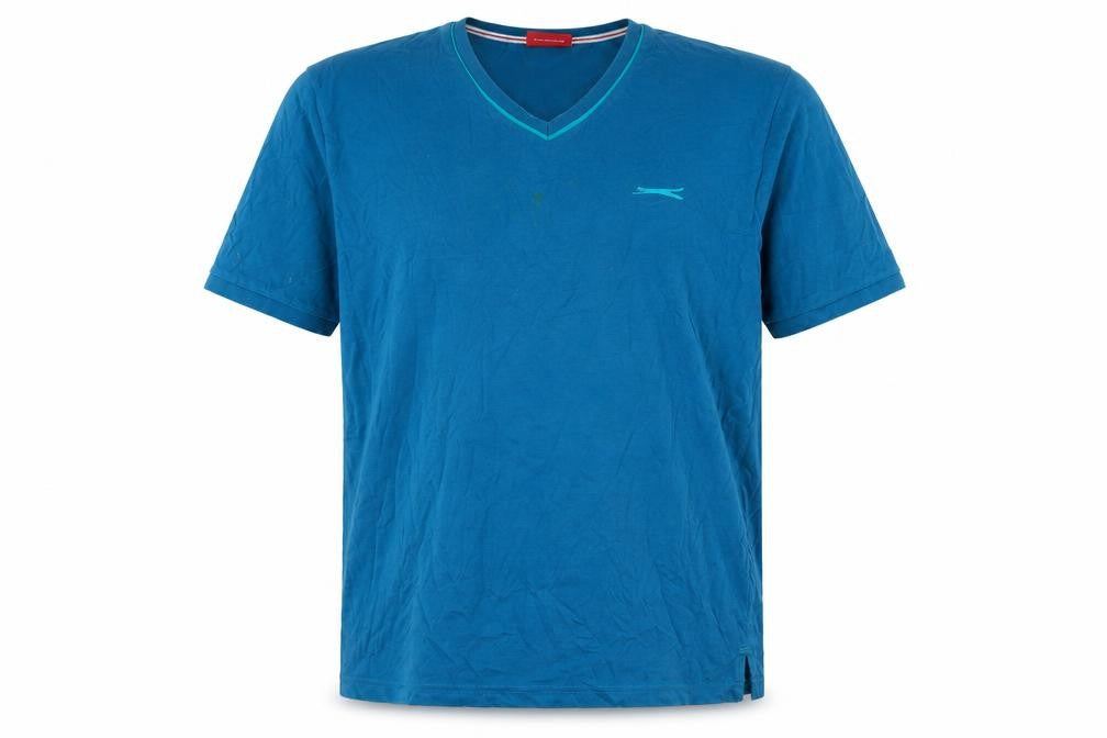 Front view of Slazenger Men's Blue V-Neck T-Shirt, size L