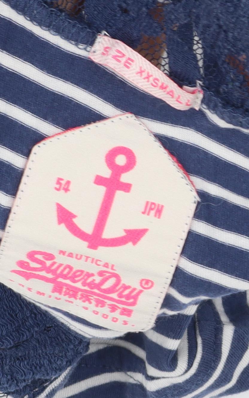 Superdry Women's Blue Striped A-Line Dress XS