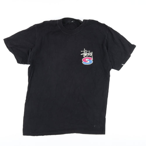 Stussy Men’s Black Graphic Print Cotton T-Shirt M