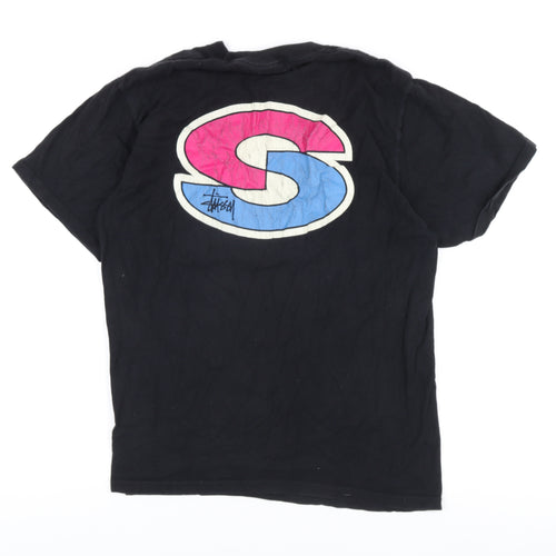 Stussy Men’s Black Graphic Print Cotton T-Shirt M