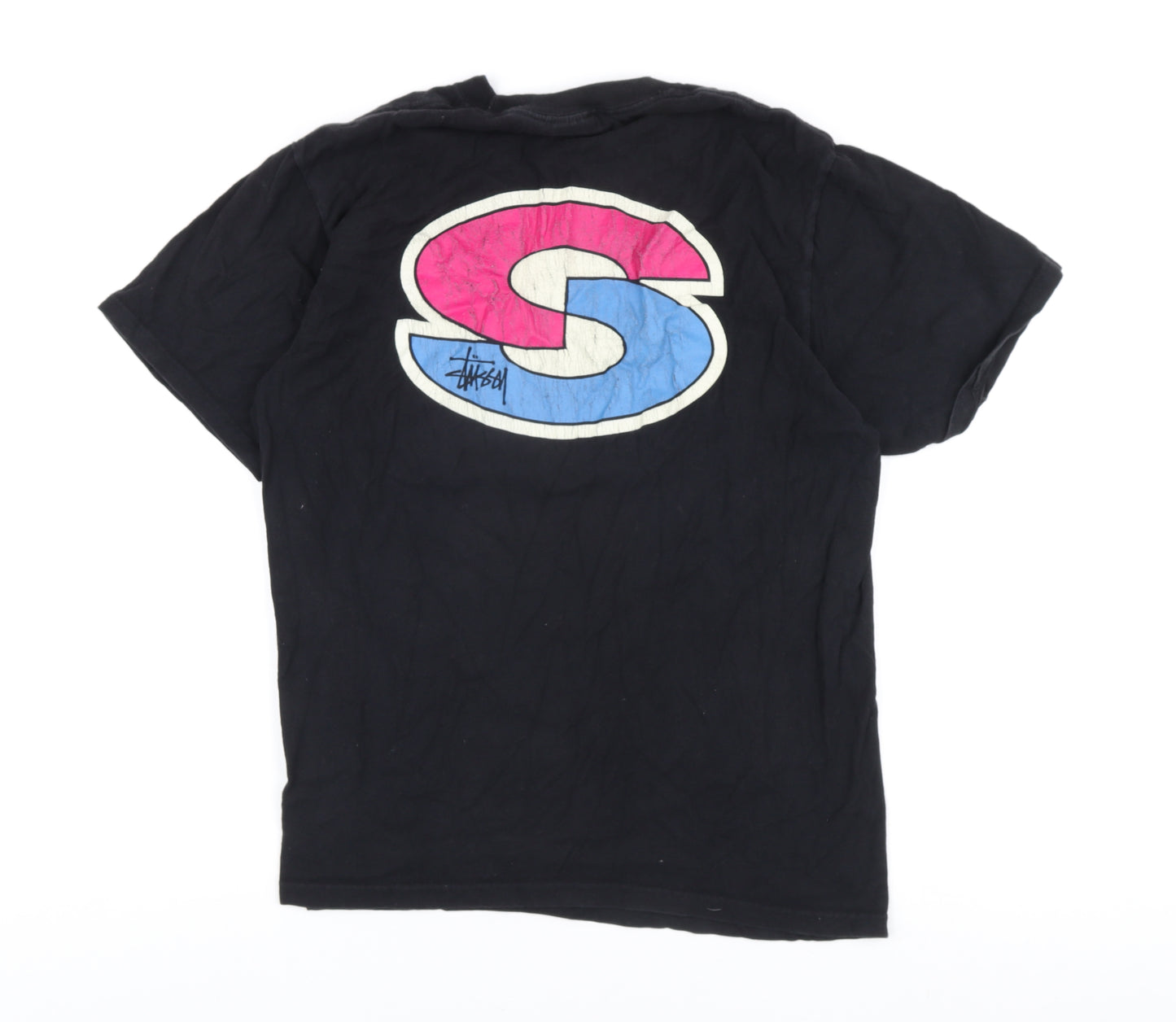 Stussy Men’s Black Graphic Print Cotton T-Shirt M