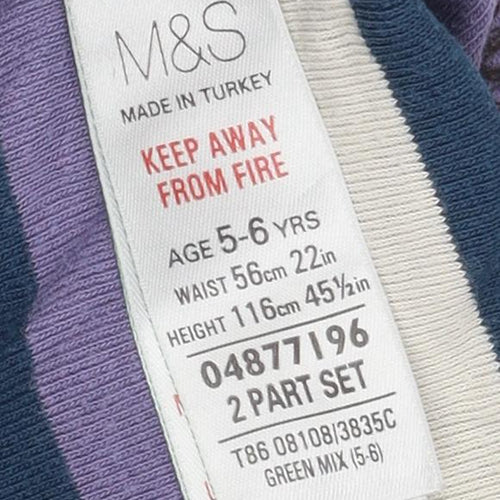 Marks and Spencer Girls Multicoloured Striped Pyjama Pants 5-6 Years