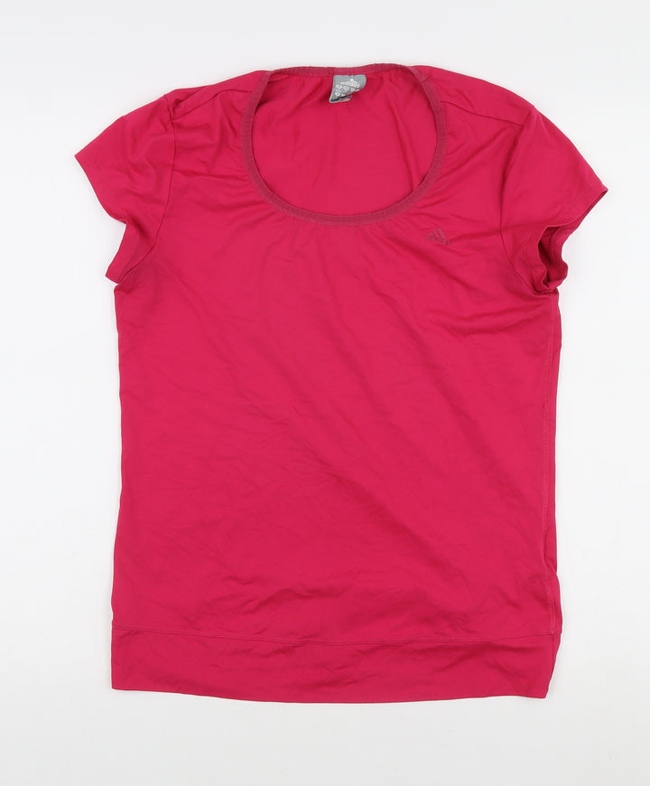 Adidas Pink Women's T-Shirt, Size 14, Round Neck Basic