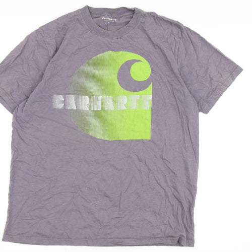 Carhartt Men's Grey Graphic Print Cotton T-Shirt, Size L