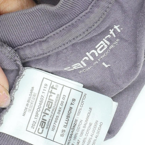 Carhartt Men's Grey Graphic Print Cotton T-Shirt, Size L