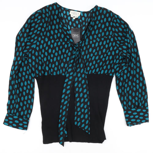 Next Women's Black Geometric Blouse, Size 14, Viscose Blend