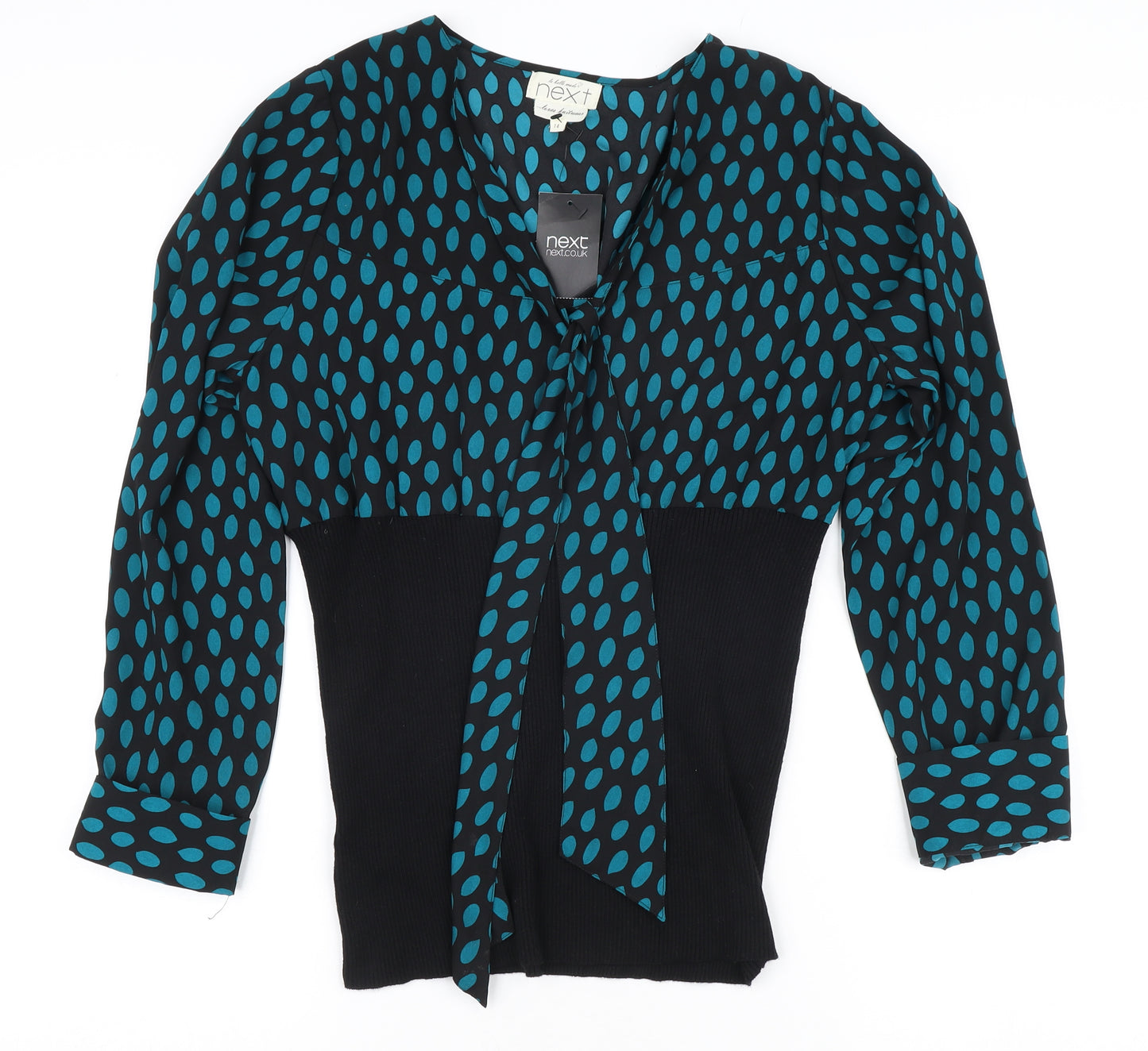 Next Women's Black Geometric Blouse, Size 14, Viscose Blend