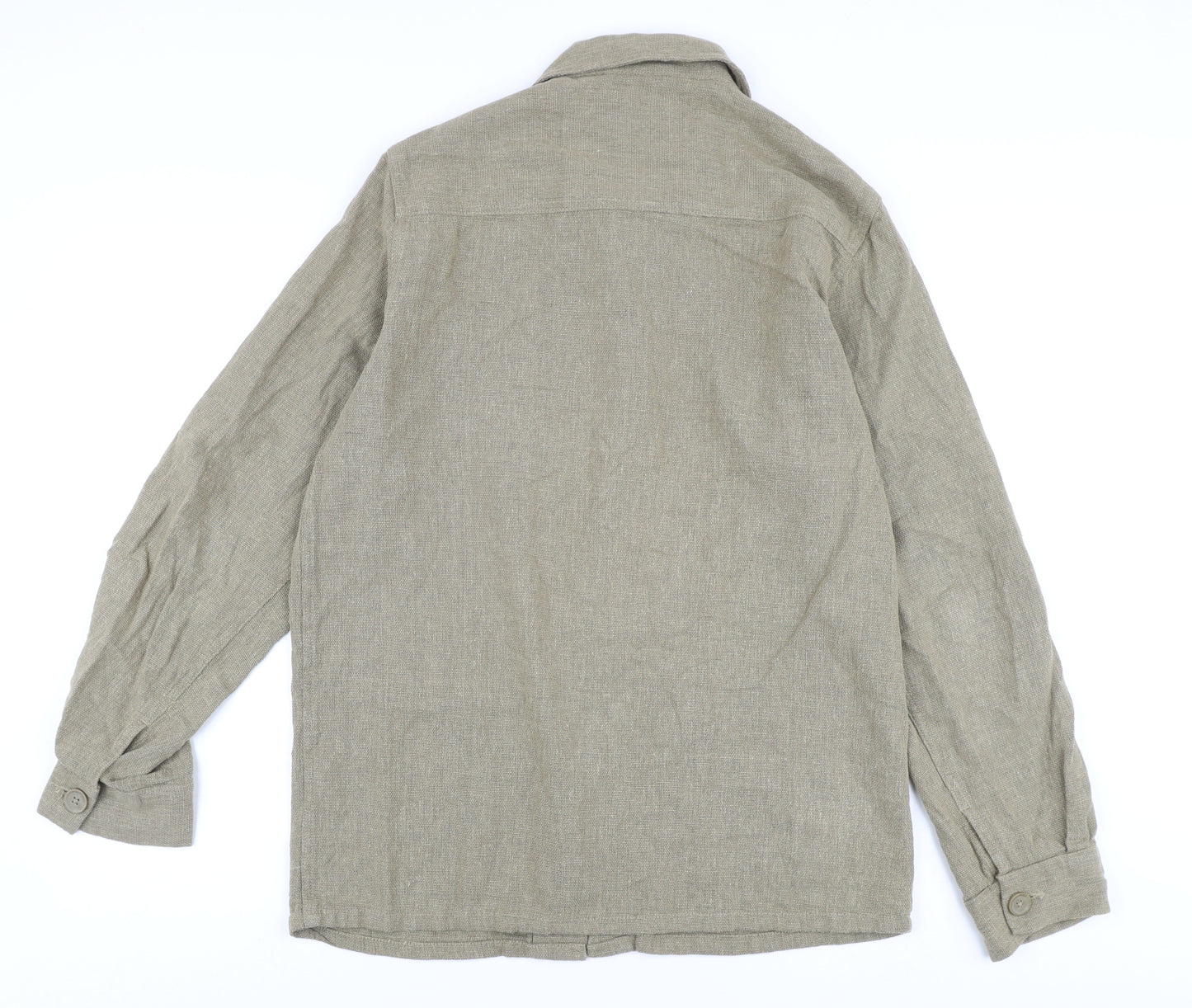 Folk Men's Beige Linen Cotton Jacket M Casual