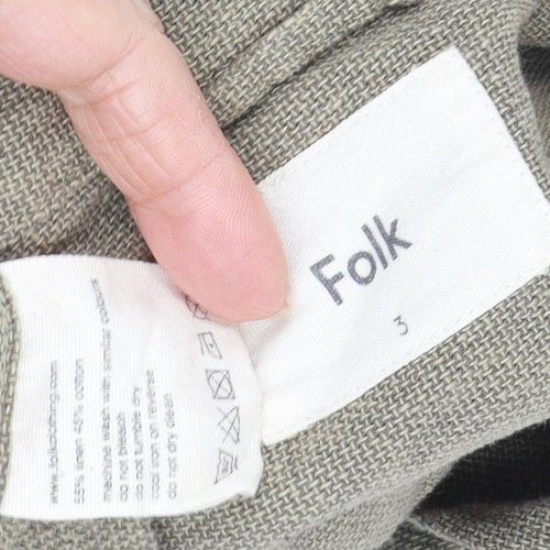 Folk Men's Beige Linen Cotton Jacket M Casual
