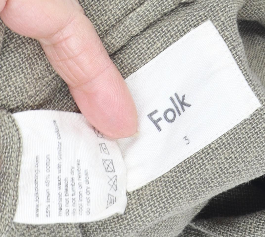 Folk Men's Beige Linen Cotton Jacket M Casual