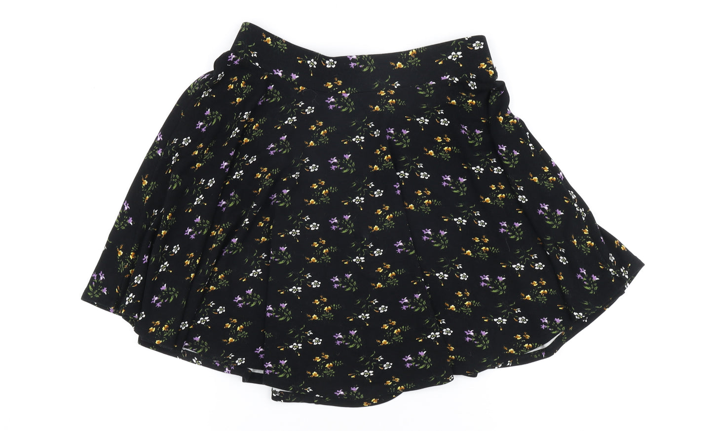 Oasis Women's Black Floral Flare Skirt - S