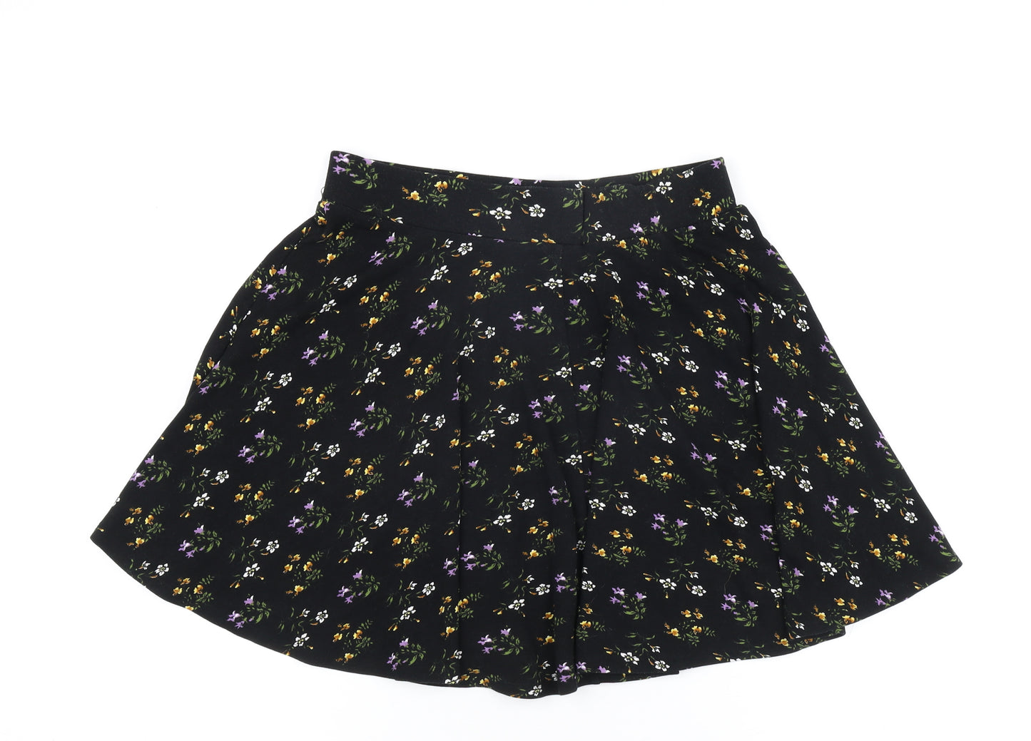 Oasis Women's Black Floral Flare Skirt - S