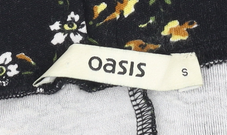 Oasis Women's Black Floral Flare Skirt - S