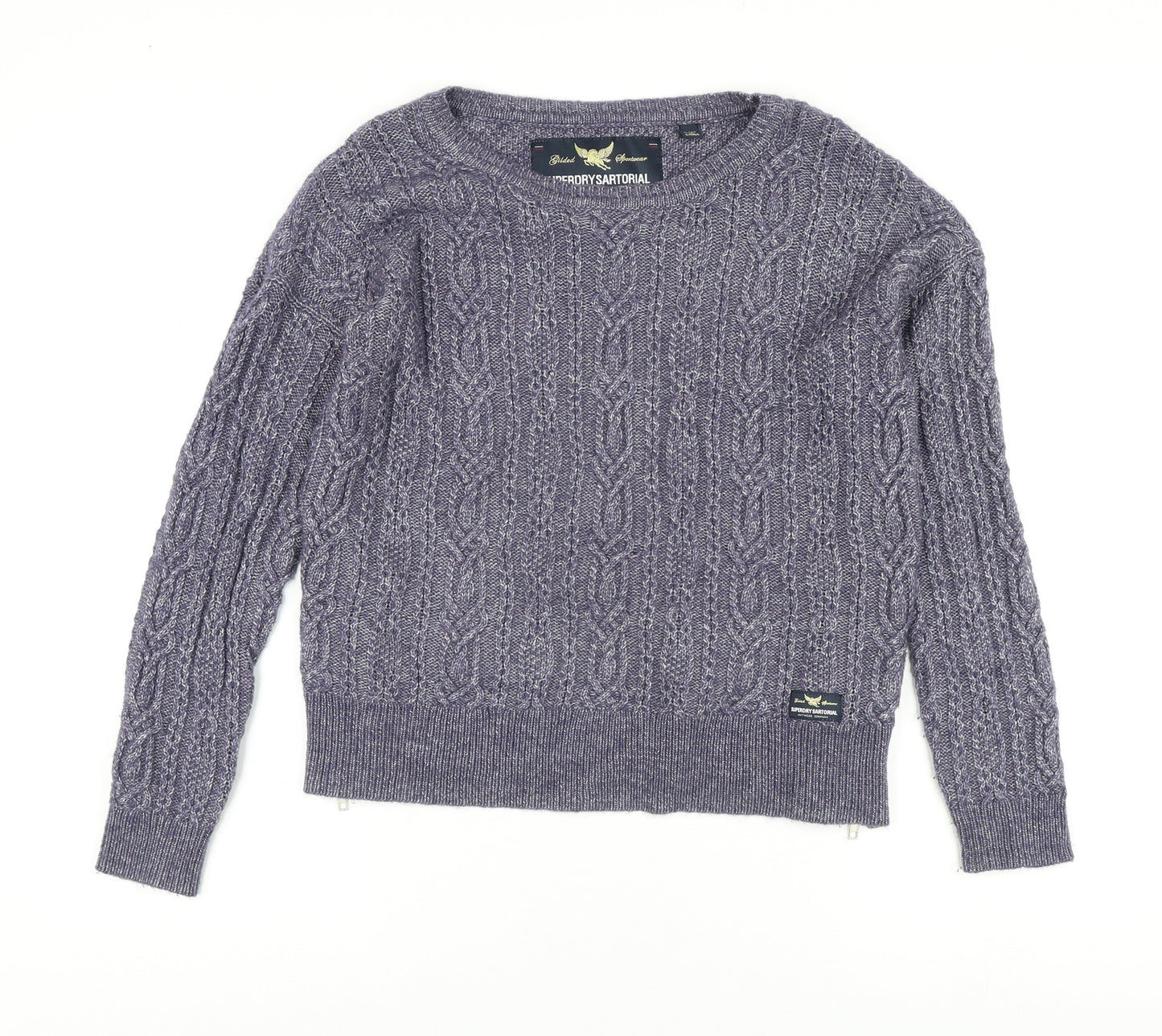 Superdry Women's Grey Cable-Knit Jumper, Size S, Casual