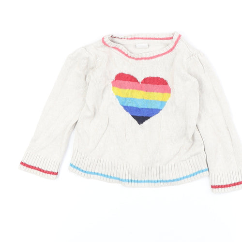 Gap Girls Ivory Rainbow Pullover Jumper 2 Years
