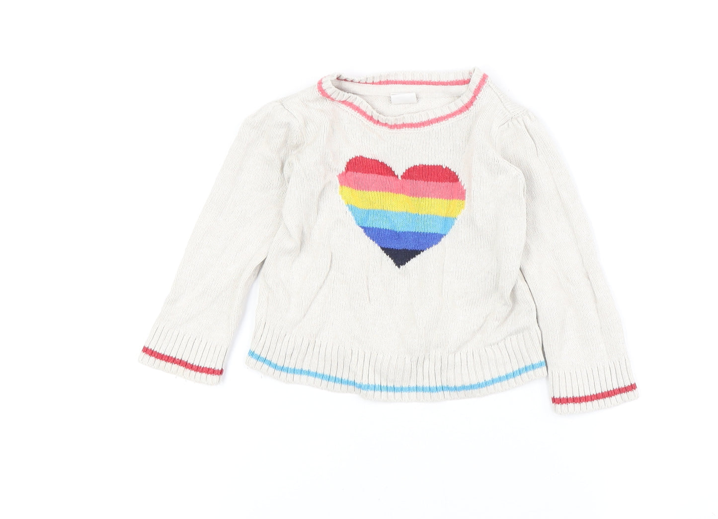 Gap Girls Ivory Rainbow Pullover Jumper 2 Years