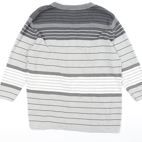 Vogue Women's Grey Cardigan M - Striped 3/4 Sleeve