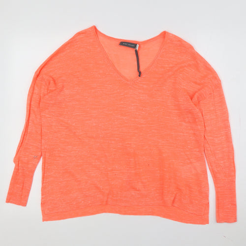 Mint Velvet Women's Orange V-Neck Pullover Jumper XS