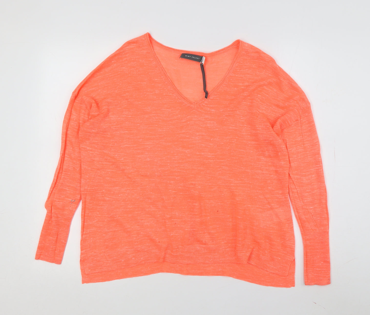 Mint Velvet Women's Orange V-Neck Pullover Jumper XS