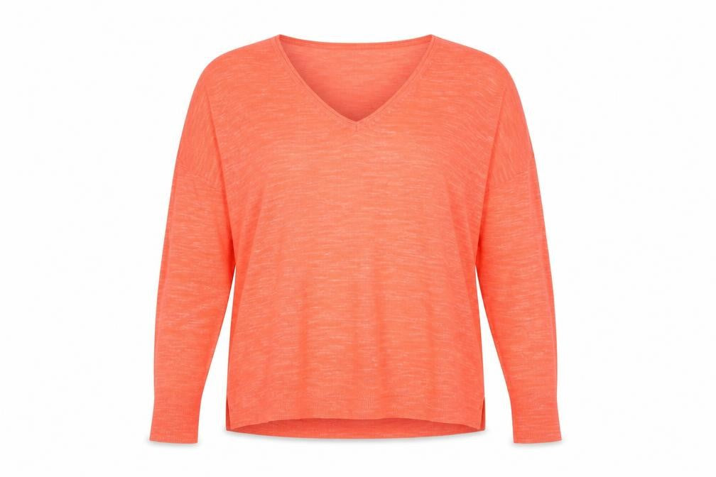 Front view of Mint Velvet Women's Orange V-Neck jumper XS