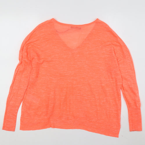 Mint Velvet Women's Orange V-Neck Pullover Jumper XS
